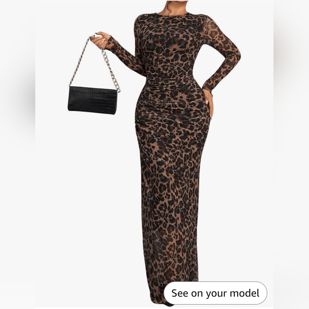 Leopard Print Long Sleeve Dress